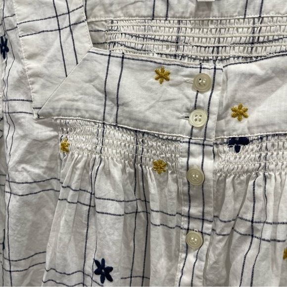 Madewell Embroidered Windowpane Square Neck Button Down Top Size X-Small - Picture 10 of 14